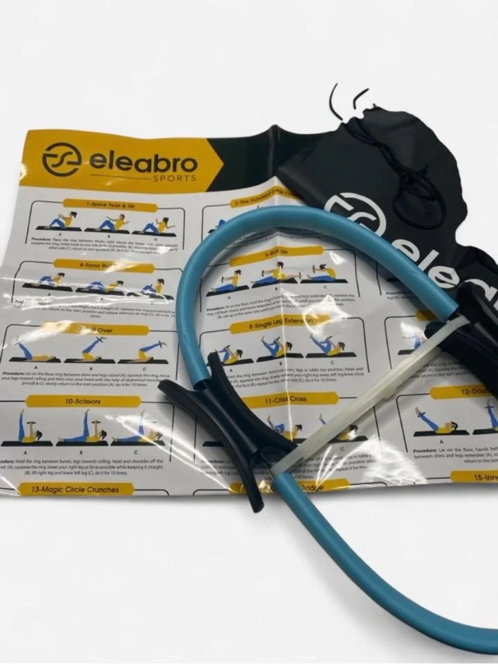 Eleabro Blue Pilates and Resistance Ring with Portable Pouch